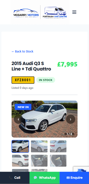 Motoplus-powered dealer website shown on mobile