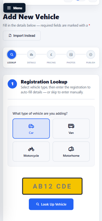 Motoplus dealership management platform on mobile